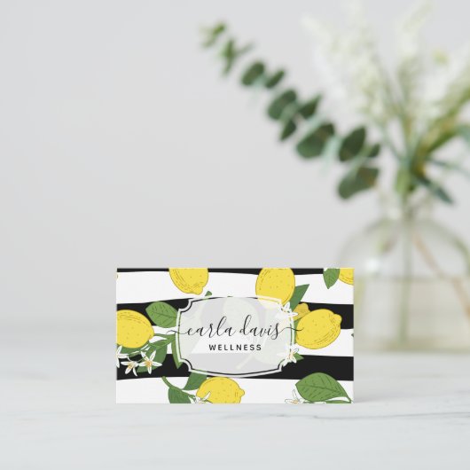Geel citroenfruit Keel gestreept Visitekaartje (Staand voorkant)