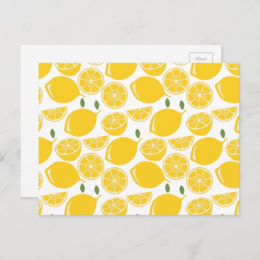 Geel citroenpatroon briefkaart (Voorkant / Achterkant)