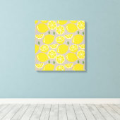Geel citroenpatroon canvas afdruk (Insitu (Houten vloer))