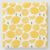 Geel citroenpatroon stenen onderzetter (Voorkant)