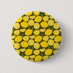 Geel Citroentapetpatroon Zomer Ronde Button 5,7 Cm