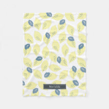 Geel Citrus Citrus & Blauw Grijs Bladpatroon