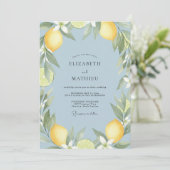 Geel Citrus Eucalyptus Bruiloft Kaart (Staand voorkant)