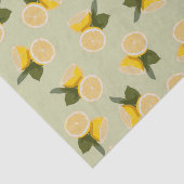 Geel citrus Lemon-fruit op Bleek kalkgroen Tissuepapier (Detail)