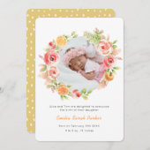 Geel citrusRoos Wreath | Elegant Floral Birth Aankondiging (Voorkant / Achterkant)