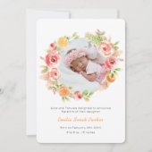 Geel citrusRoos Wreath | Elegant Floral Birth Aankondiging (Voorkant)