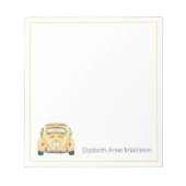 Geel Classic  Buggy Bug Car Gepersonaliseerd Notitieblok (Voorkant)
