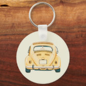 Geel Classic  Buggy Bug Car Gepersonaliseerd Sleutelhanger (Achterkant)