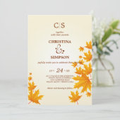 Geel Classic herfst esdoorn bladeren bruiloft Kaart (Staand voorkant)