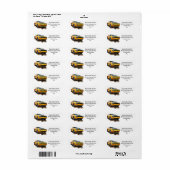 geel Classic Muscle Car Party Etiket (Full Sheet)