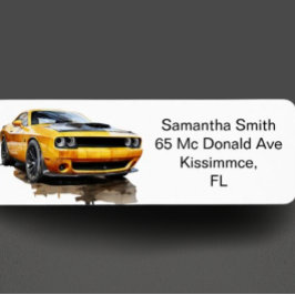 geel Classic Muscle Car Party Etiket