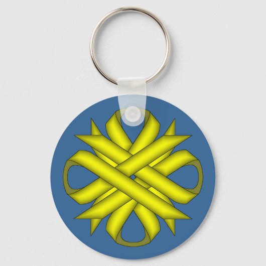 Geel Clover Ribbon door Kenneth Yoncich Sleutelhanger (Voorkant)