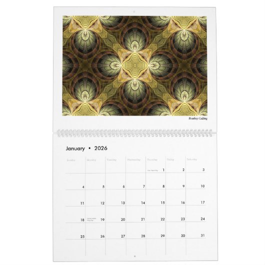 Geel Collectie Abstracte fractals 2026 Kalender (Jan 2026)