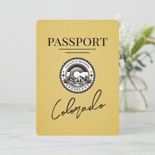 Geel Colorado Passport Save The Date (Staand voorkant)