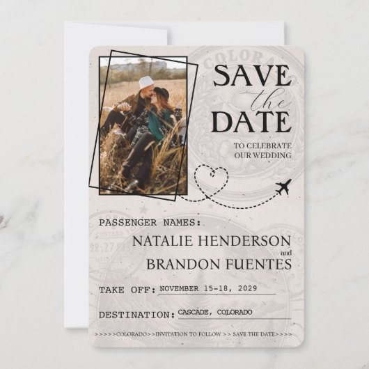 Geel Colorado Passport Save The Date (Achterkant)
