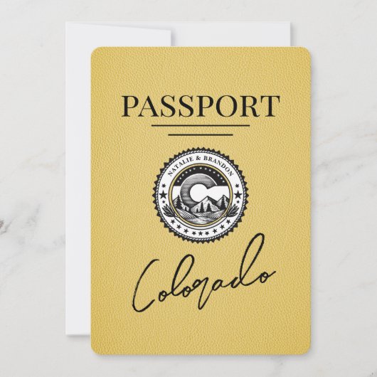 Geel Colorado Passport Save The Date (Voorkant)