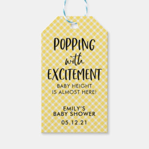 Geel Controleer Gender Neutraal Baby shower Favor  Cadeaulabel