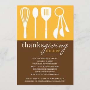 GEEL COOKING THANKSGIVING DINNER INVITE KAART