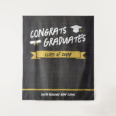Geel Cool Chalkboard Congrats Afgestudeerden Achte Wandkleed (Voorkant)