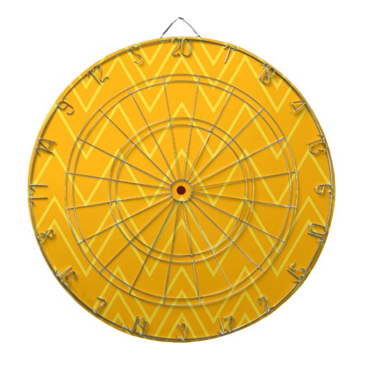 Geel, cool, trendy, modern, stedelijk zigzagpatroo dartbord (Voorkant)