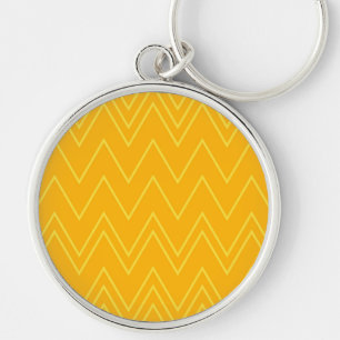 Geel, cool, trendy, modern, stedelijk zigzagpatroo sleutelhanger