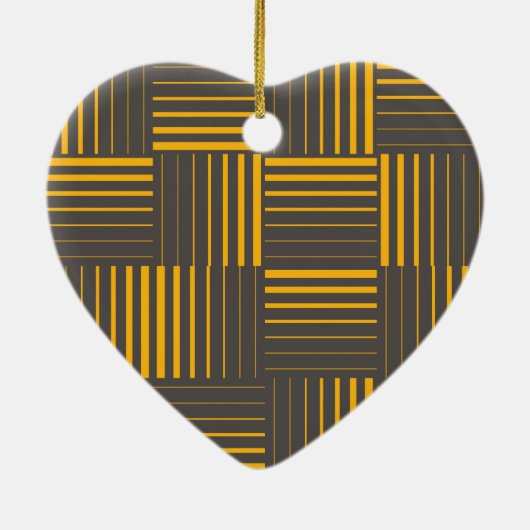 Geel, cool, uniek, trendy, moderne lijnen keramisch ornament (Achterkant)