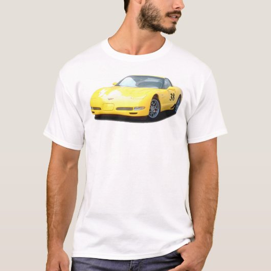 Geel corvette Z06-rackauto T-shirt (Voorkant)