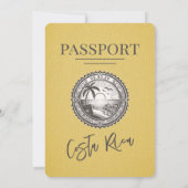 Geel Costa Rica Paspoort Huwelijksuitnodiging Kaart (Achterkant)