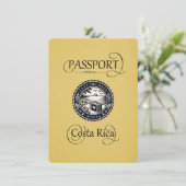 Geel Costa Rica paspoort Save The Date (Staand voorkant)