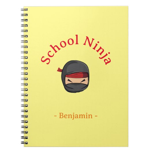 Geel Cover Persoonlijk School Ninja Notitieboek (Voorkant)