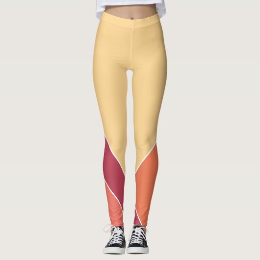 Geel Creamsicle Citrus Elegant Zomer Leggings (Voorkant)