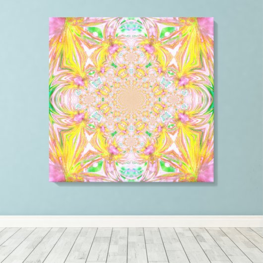 Geel Crystal Wrapped Canvas Afdruk (Insitu (Houten vloer))