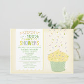 Geel Cupcake Baby Sprinkle Uitnodiging (Staand voorkant)