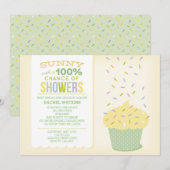 Geel Cupcake Baby Sprinkle Uitnodiging (Voorkant / Achterkant)