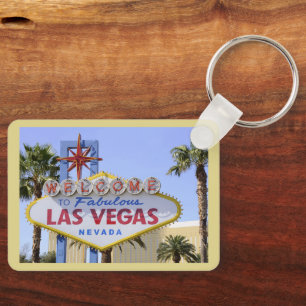 Geel Custom Las Vegas Nevada Welkomstbord Sleutelhanger