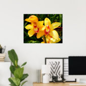 Geel Cymbidium Orchid Poster (Thuiskantoor)