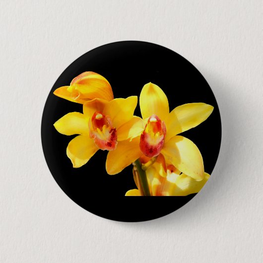 Geel Cymbidium Orchidee Badge Ronde Button 5,7 Cm (Voorkant)