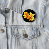 Geel Cymbidium Orchidee Badge Ronde Button 5,7 Cm (In situ)
