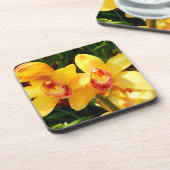 Geel Cymbidium Orchidee Hard Plastic Onderzetter (Linkerzijde)