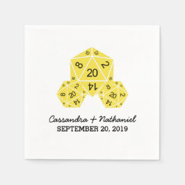 Geel D20-dice Wedding Paper Napkins Servet