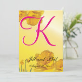 Geel Daffodil 3d Monogram Kaart (Staand voorkant)