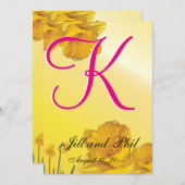 Geel Daffodil 3d Monogram Kaart (Voorkant / Achterkant)