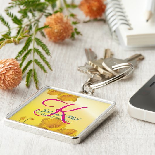 Geel Daffodil 3d Monogram Sleutelhanger (Zijkant)