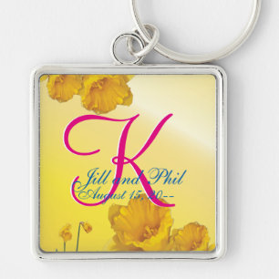 Geel Daffodil 3d Monogram Sleutelhanger