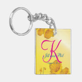 Geel Daffodil 3d Monogram Sleutelhanger (Voorkant Links)