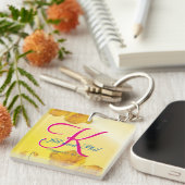 Geel Daffodil 3d Monogram Sleutelhanger (Voorkant Rechts)