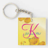 Geel Daffodil 3d Monogram Sleutelhanger (Voorkant)
