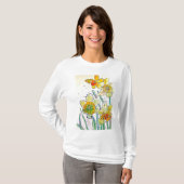 Geel Daffodil aquarel art womens T Shirt (Voorkant volledig)