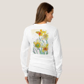 Geel Daffodil aquarel art womens T Shirt (Achterkant volledig)