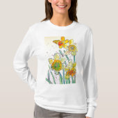 Geel Daffodil aquarel art womens T Shirt (Voorkant)